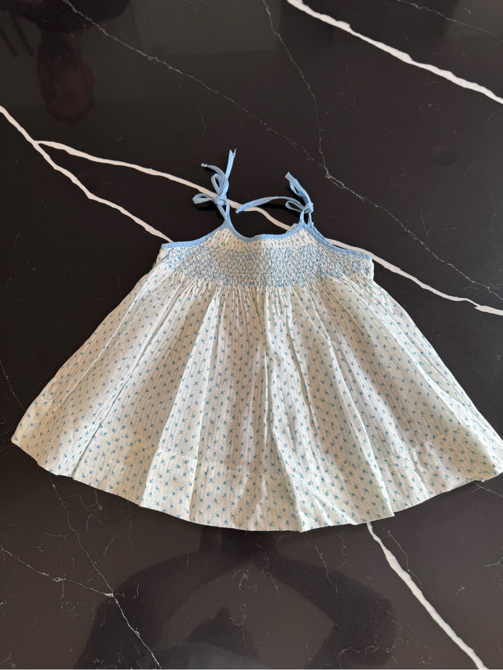 Vintage Girls Light Blue Smocked Sundress